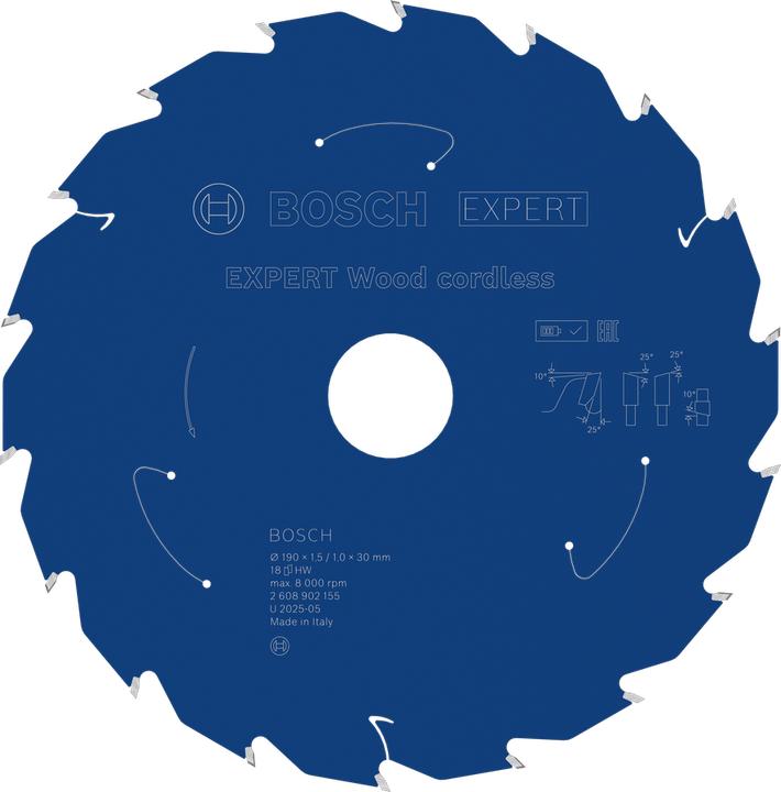 Produktbild Bosch Professional Zubehör EXPERT Wood Kreissägeblatt, 190x30 mm, T18