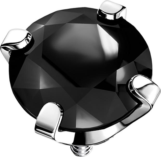 Produktbild Star Piercing Dermal Anchor silber Kristall schwarz gefasst (Chirurgenstahl 316L)