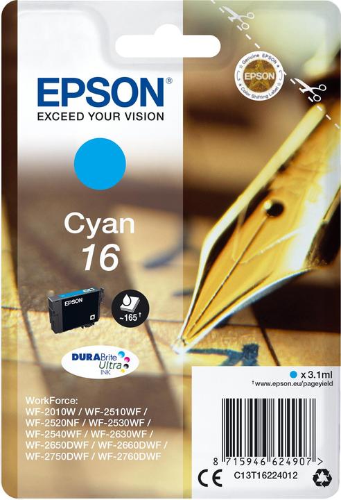 Actual product image Epson Ink Cartr Durabrite Cyan 16 (C)