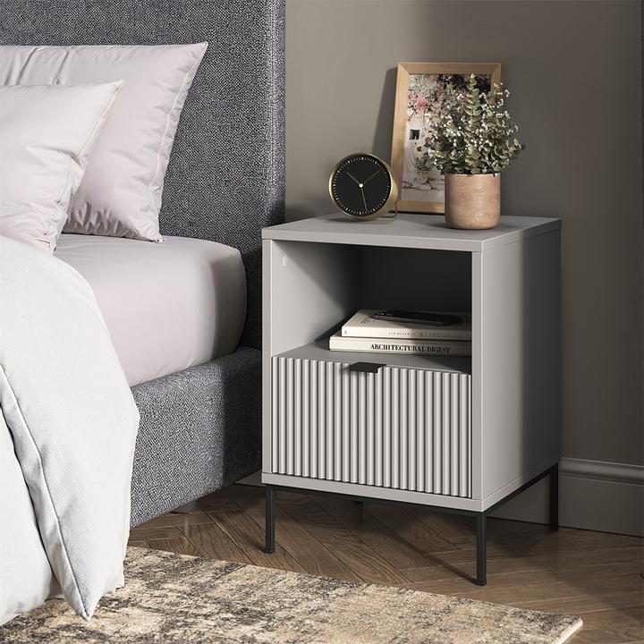 Actual product image Vicco Bedside table Eliza, Grey, 40 x 55 cm with 1 drawer