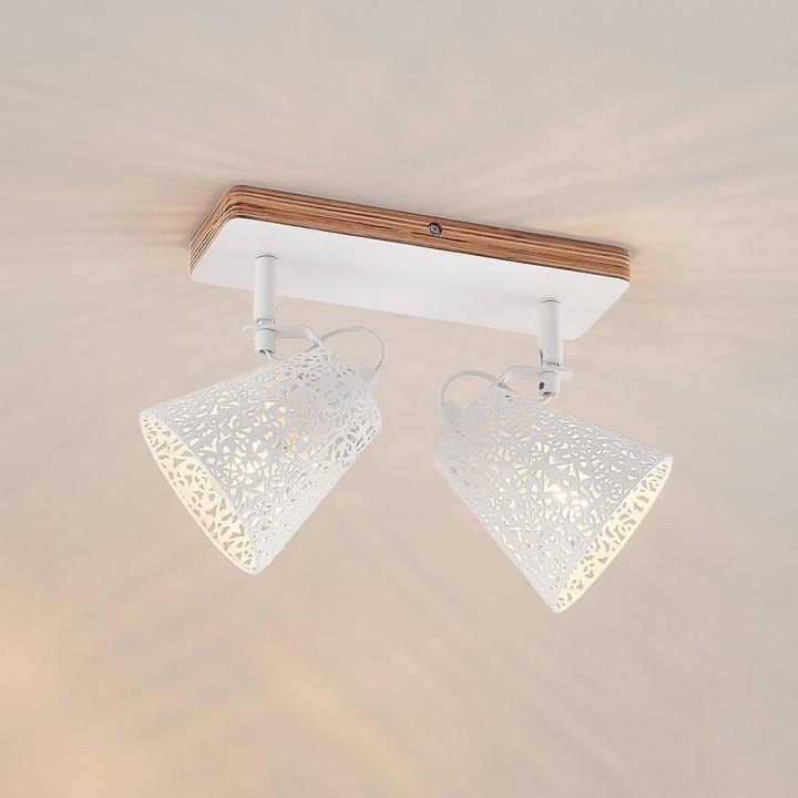 Actual product image Lindby Nelda Spotlight, perforated pattern white two-light (E14)