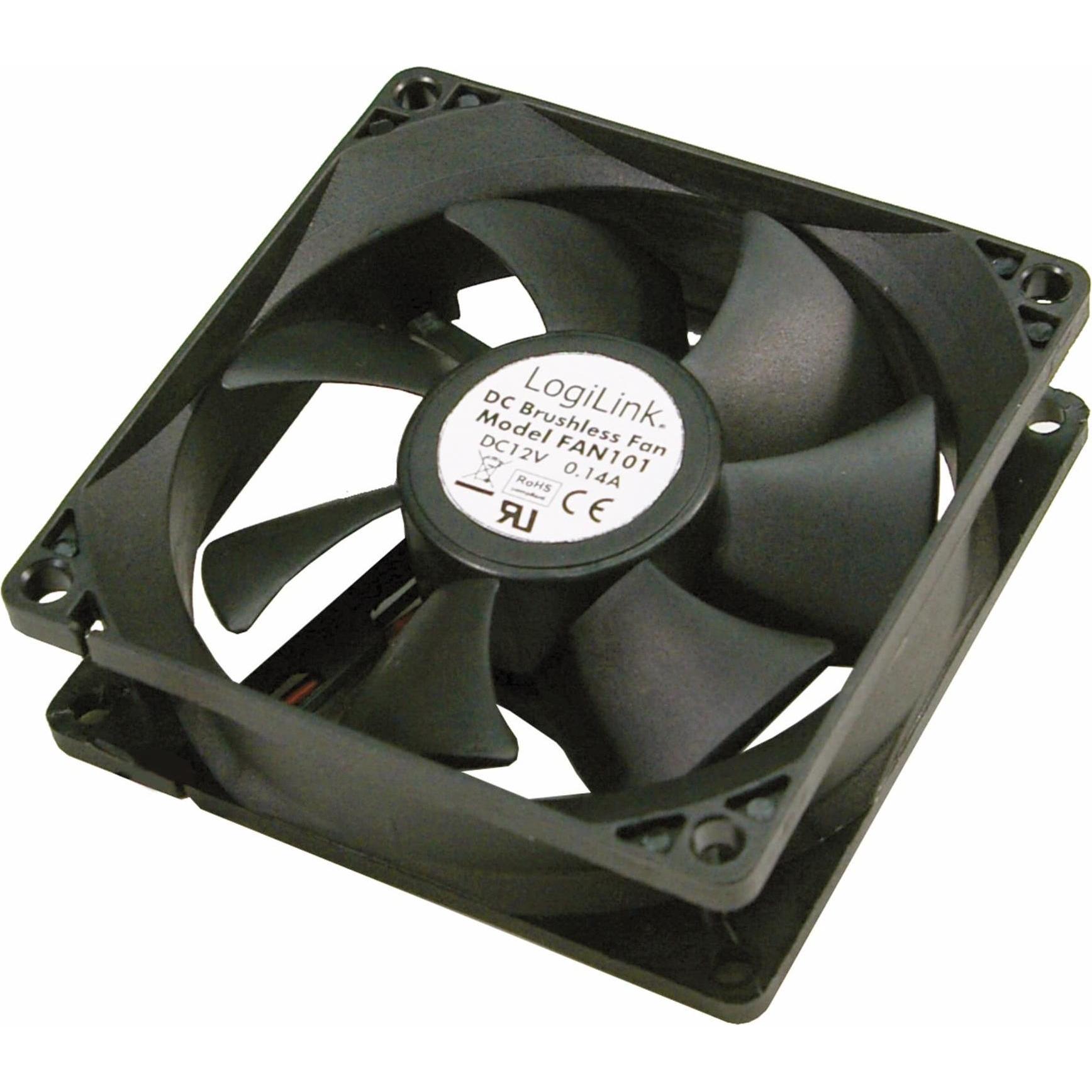 LogiLink Fan101 (80 mm, 1 x), PC Lüfter, Schwarz