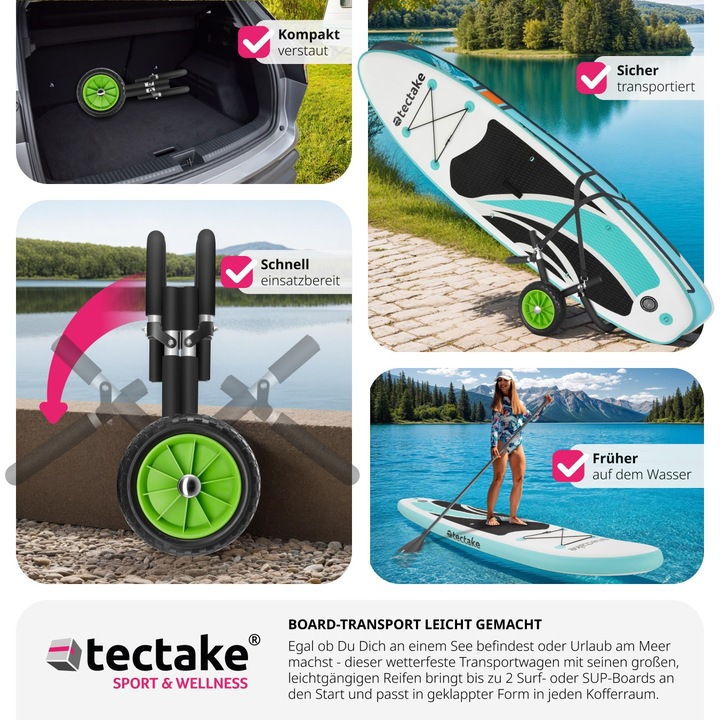 Produktbild tectake Surfboard Transportwagen WaveWheel