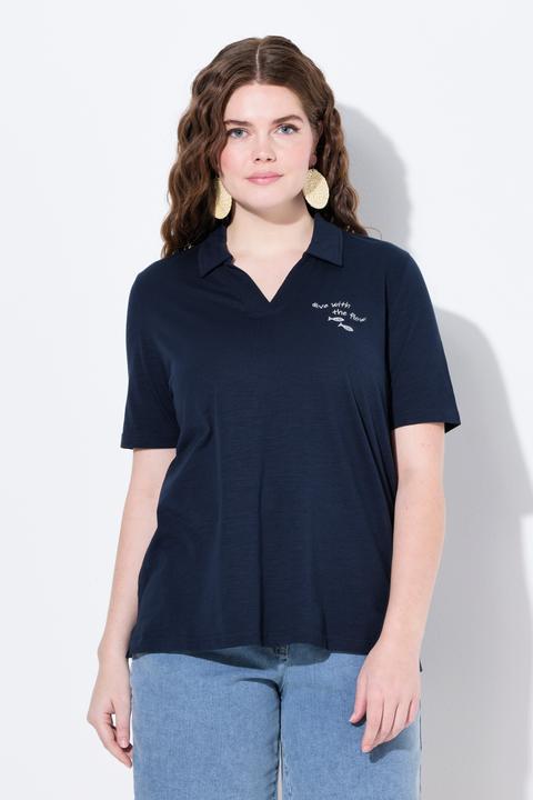 Immagine prodotto Ulla Popken Maglia polo in cotone biologico con ricami e mezze maniche (56)