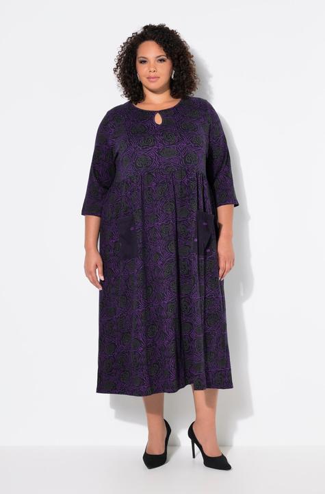 Produktbild Ulla Popken Jerseykleid, A-Linie, Blumendruck (54)
