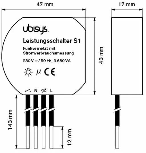 Actual product image Ubisys Circuit breaker S1 ZigBee 3.0 (Switch actuator)