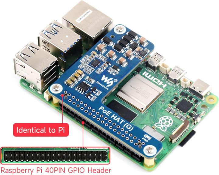 Actual product image WaveShare PoE HAT (G) für Raspberry Pi 5