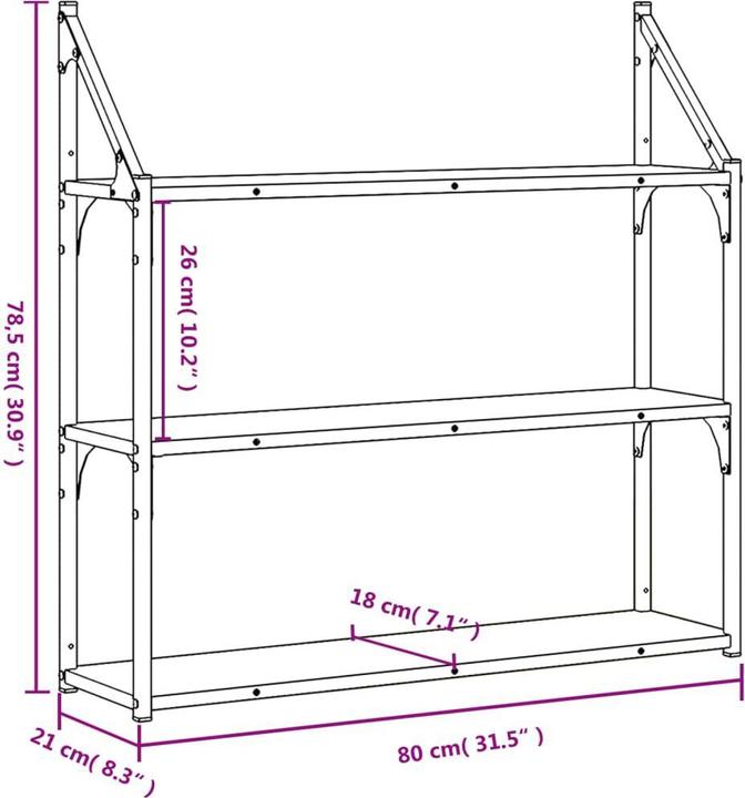 Produktbild vidaXL Wandregal (80 x 21 x 78.50 cm)