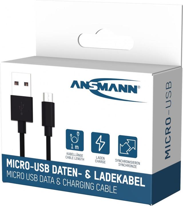 Image du produit Ansmann Câble de données et de chargement Micro-USB (1 m, USB 2.0)