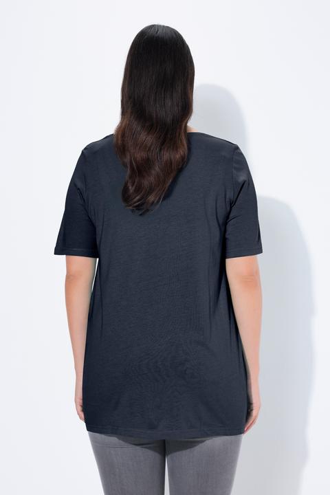 Produktbild Ulla Popken T-Shirt, Zierfalten, A-Linie, Rundhals, Halbarm, Modal (54)