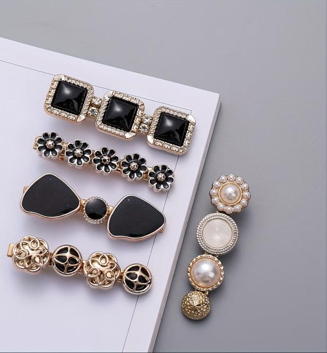 Actual product image Activity Board 5pcs Elegante Haar Seite Clips Faux Perle Dekorative Haar Pony Clips Strass Pony Clips Trendy (5 pcs.)