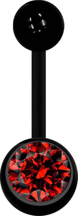Immagine prodotto Star Piercing Banana nera con palla e cristallo rosso (Materiale sintetico, senza ottone)