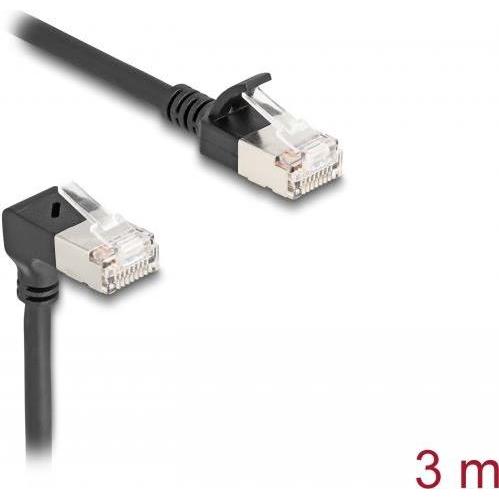 Thumbnail - Delock RJ45 Netzwerkkabel Cat.6A S/FTP Slim 90° oben gewinke (S/FTP, CAT6a, 3 m), Netzwerkkabel
