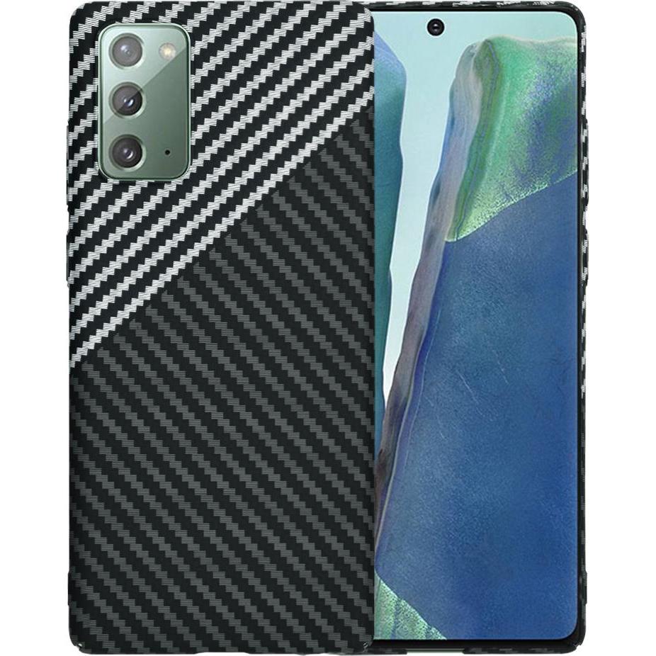Techsuit - Carbonite FiberShell - Samsung Galaxy Note 20 4G / Note 20 5G - Stealth Gray (Samsung Galaxy Note 20, Samsung Galaxy Note 20 5G), Cover sma