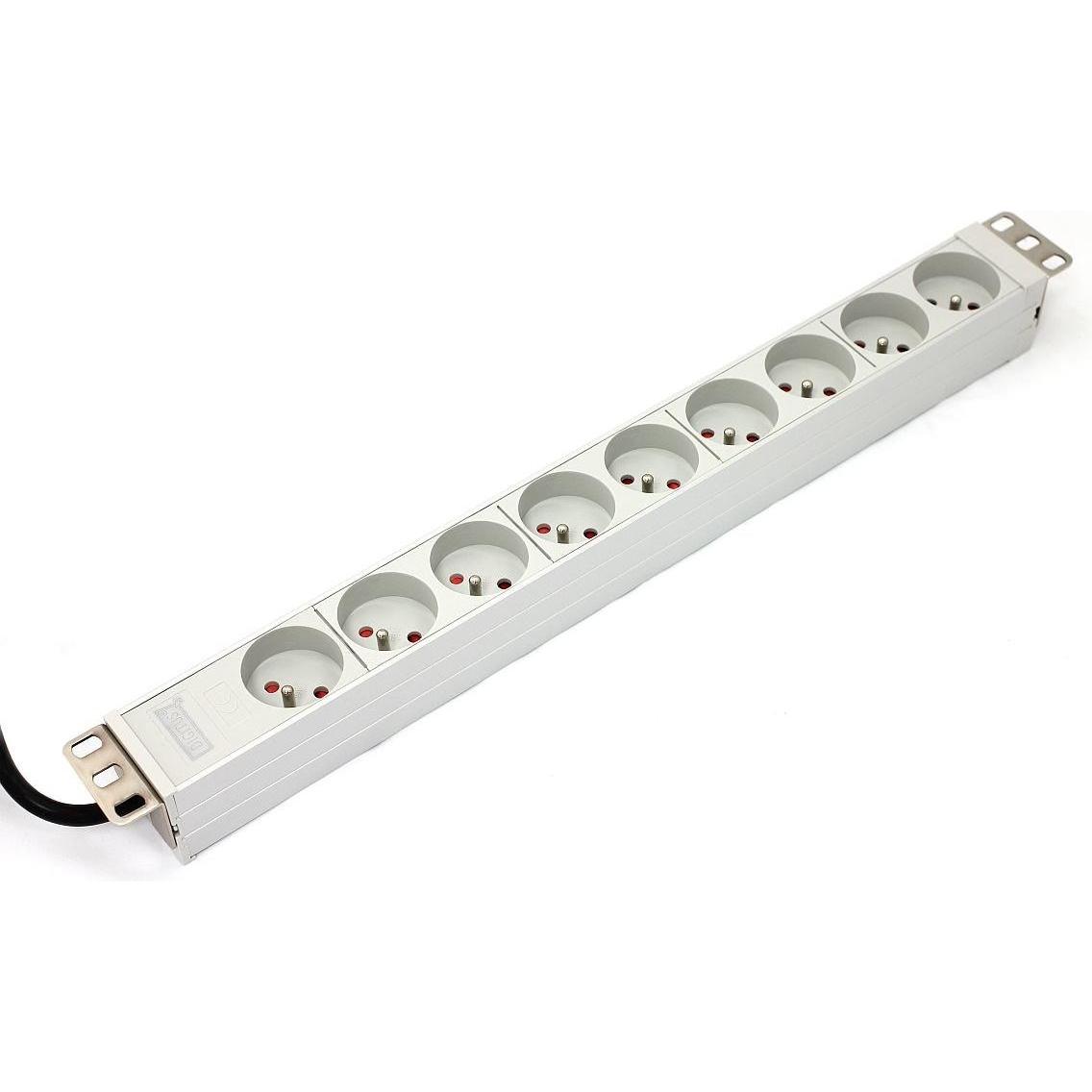 ACT ASSMANN Electronic A-19-STRIP-3-IMP 9AC-Ausgänge 1U Weiss Stromverteilereinheit (PDU), USV Zubehör