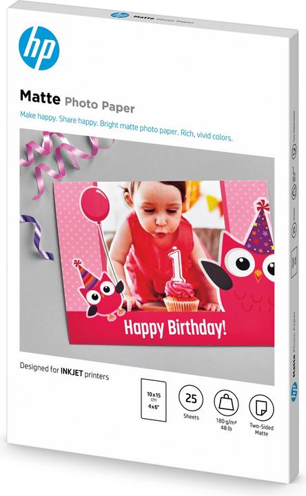 Produktbild HP Matte Photo Paper (180 g/m², 10 x 15 cm, 25 x)