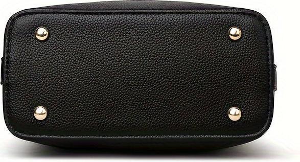 Actual product image Only-Bags.Store Elegant Solid Colour Faux Leather Bucket Bag with Adjustable Strap - Versatile Crossbody & Handbag