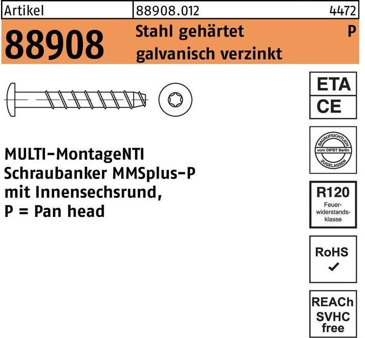 Actual product image Heco Screw anchor R 88908 MULTI-MONTI MMSplus-P 10 x 70/ 5/20 T40 Steel hardened electrogalvanised (25 Screws per piece)