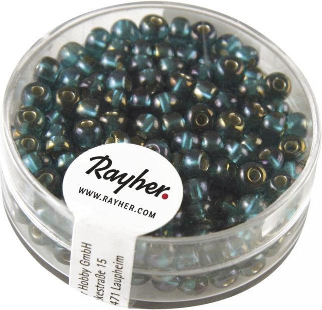 Produktbild Rayher Rocailles m.Silbereinzug+Rainbow, ø 4 mm, smarag