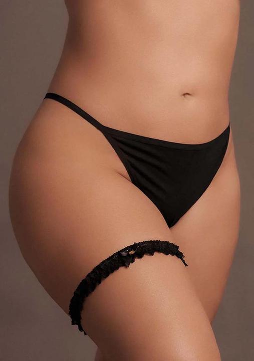 Produktbild Le Désir Noel - Elastic Lace Garter with Golden Details - Plus Size
