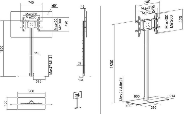 Actual product image Multibrackets M Display Stand 180 (50 kg, 24" - 63")