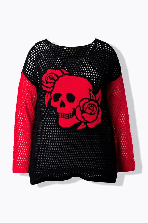 Produktbild Angel of Style Pullover, Relaxed Fit, Lochstrick, Totenkopf (58, 60)