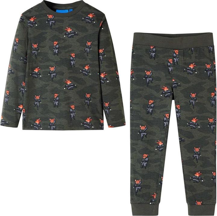 Produktbild vidaXL Kinderpyjama mit Langen Ärmeln Khaki 140,Material: 100 (140)