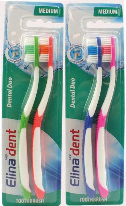 Actual product image Elina Dental Duo, medium - 2 toothbrushes (Medium, 2 x)