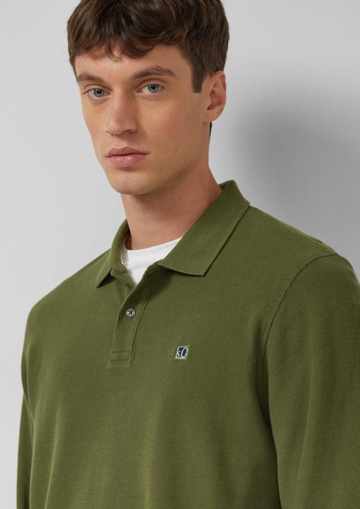 Produktbild s.Oliver Polo-Shirt Langarm-Poloshirt mit Waffelstruktur und Logo-Patch (S)