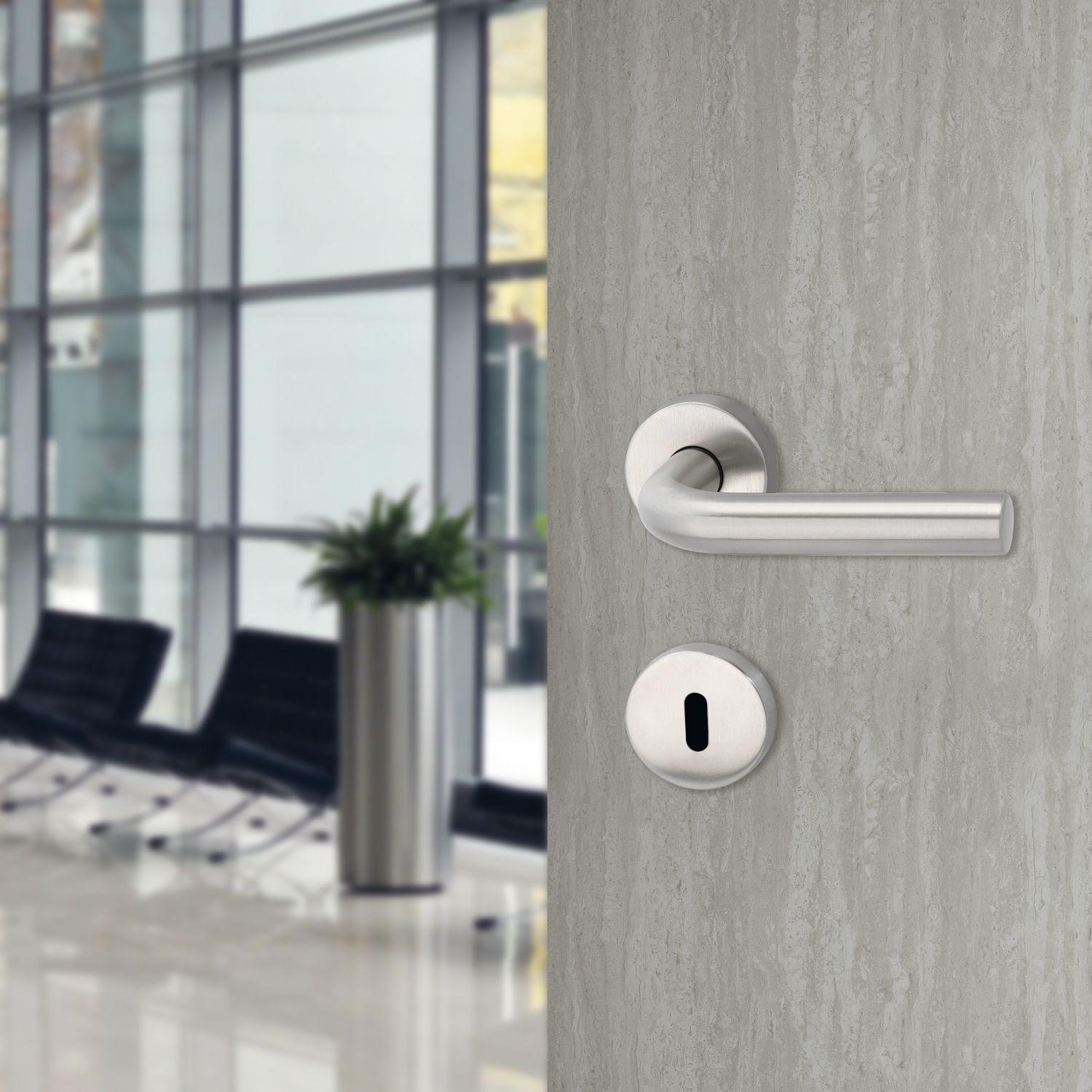 Thumbnail - Marchesi, Türgriff + Fenstergriff, Drückergarnitur HORIZONT - auf Rosette PZ, 38 - 45, Edelstahl matt (Türgarnitur)