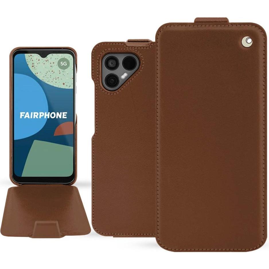 Thumbnail - Noreve Lederschutzhülle vertikal (Fairphone 4), Smartphone Hülle, Braun