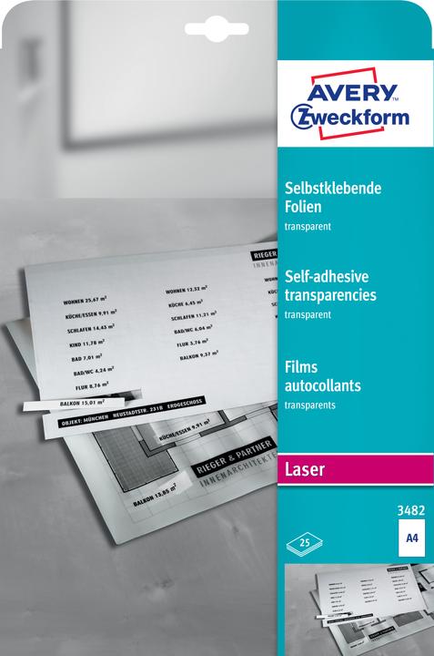 Avery Zweckform Folie für Laserdrucker A4 transparent 25 Blatt