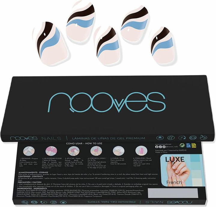 Produktbild Nooves NAILS Premium Pre-Cure Gel Nail Foils Flowing Stream Art Design Semi-Hardened Gel Nail Strips (Kunstnägel, Flowing stream)