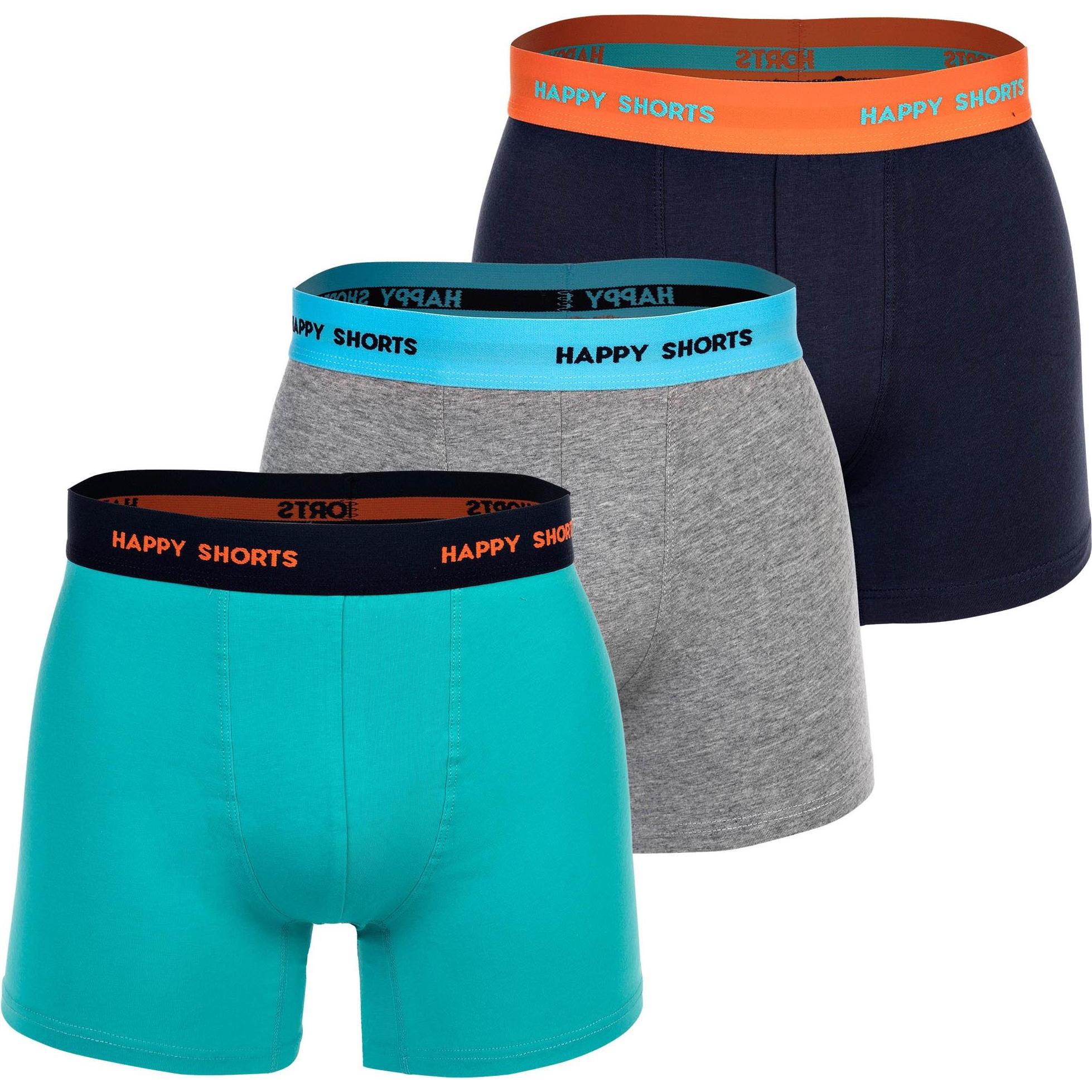 Happy shorts, Herren, Unterhosen, Boxershort Casual Bequem sitzend, Orange, (XXL, 3er Pack)
