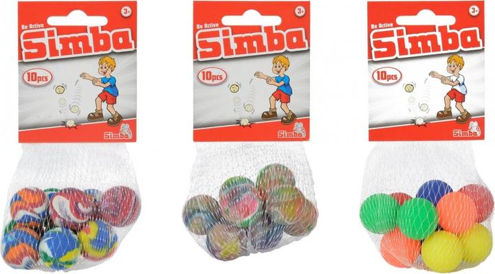 Simba 10 stuiterballen in net, 3-soort.