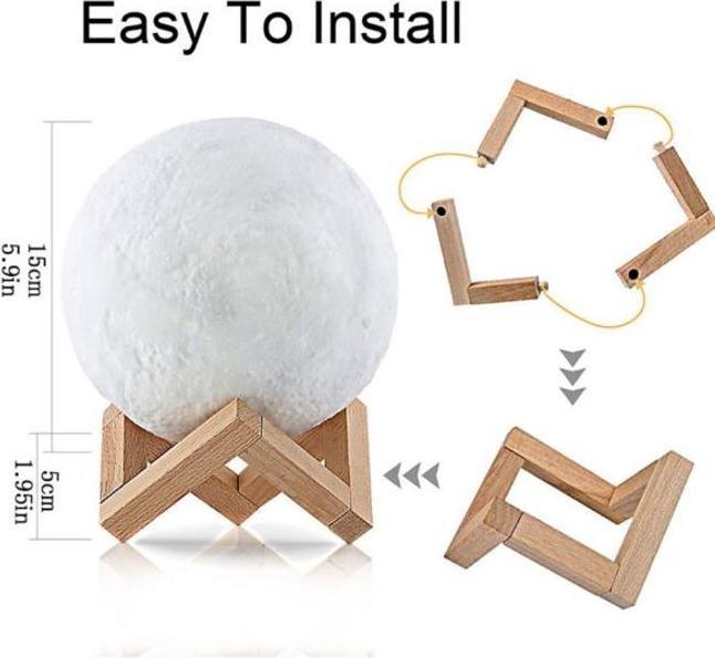 Actual product image MU Classic 3D moon lamp