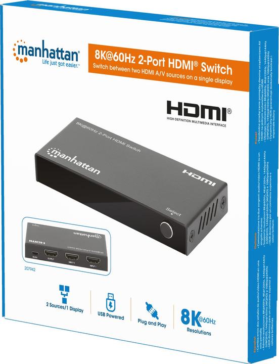 Immagine prodotto Manhattan Switch HDMI a 2 porte 8K@60Hz 48G Telecomando IR