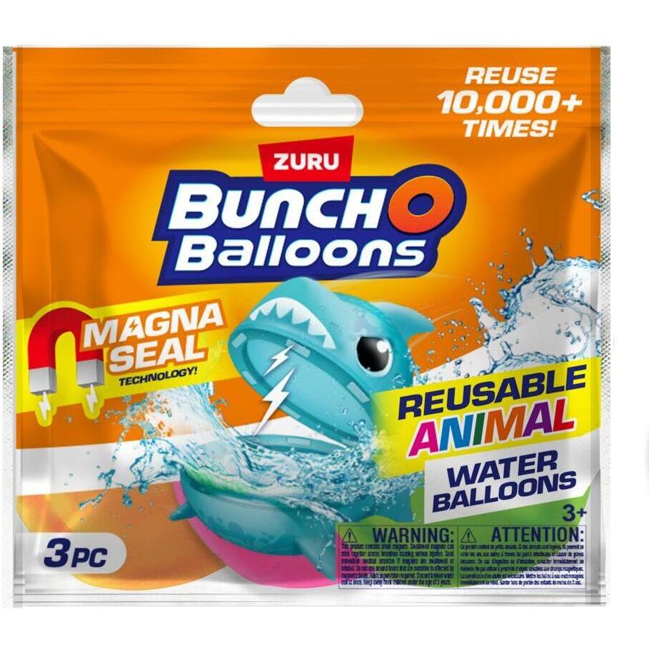 Zuru Bunch O Balloons-Reusable-Animal Reusable Water Balloon (3 Pcs),S1,Foil Bag,Uq,9pc