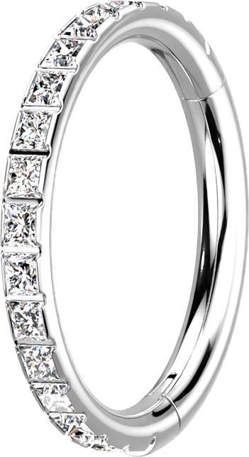 Actual product image Star Piercing Micro segment ring hinged silver sideways square crystals silver (without brass, Titanium)