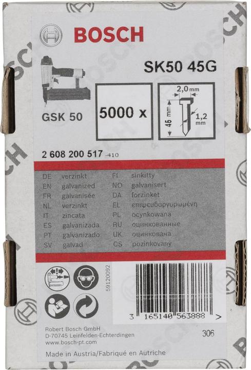 Produktbild Bosch Professional Zubehör Senkkopf-Stift SK50 45G, 1,2 mm, 45 mm, verzinkt