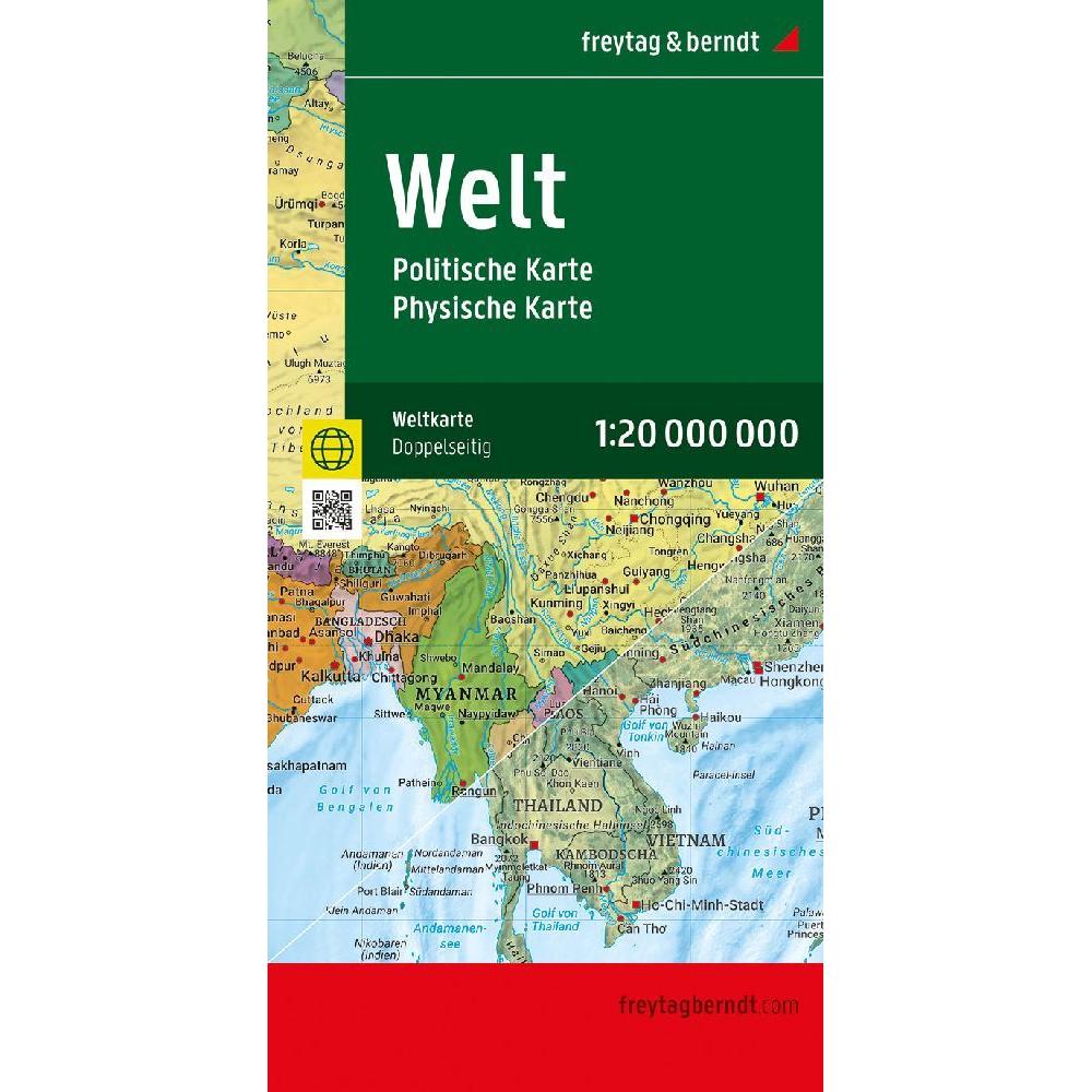 Weltkarte, politisch - physisch, 1:20.000.000, gefaltet, freytag & berndt, Landkarte
