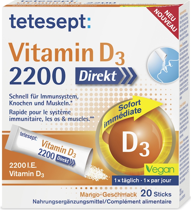 Produktbild Tetesept Vitamin D3 Direkt vegan Sticks (20 Stück, 78 g)