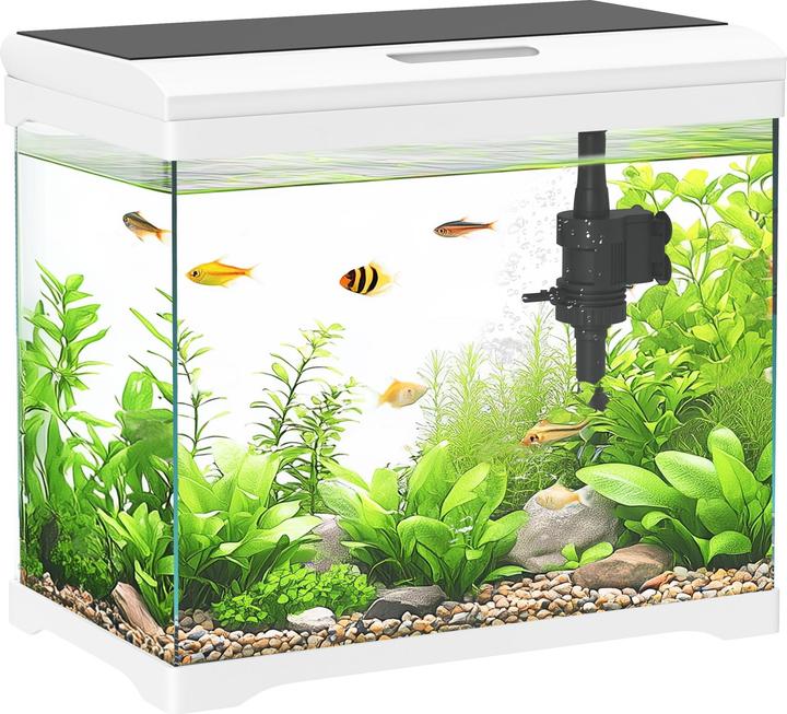 PawHut Aquarium Glas, ABS Weiss (17 l)