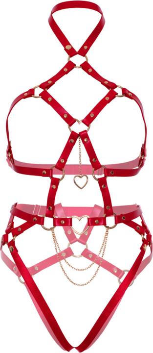 Image du produit Leg Avenue Harnais en cuir végétalien avec rivets en forme d'anneau de coeur (M)