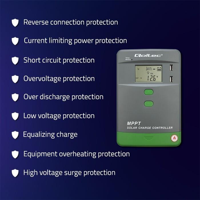 Actual product image Qoltec Solar-Laderegler MPPT mit Temp. Sensor