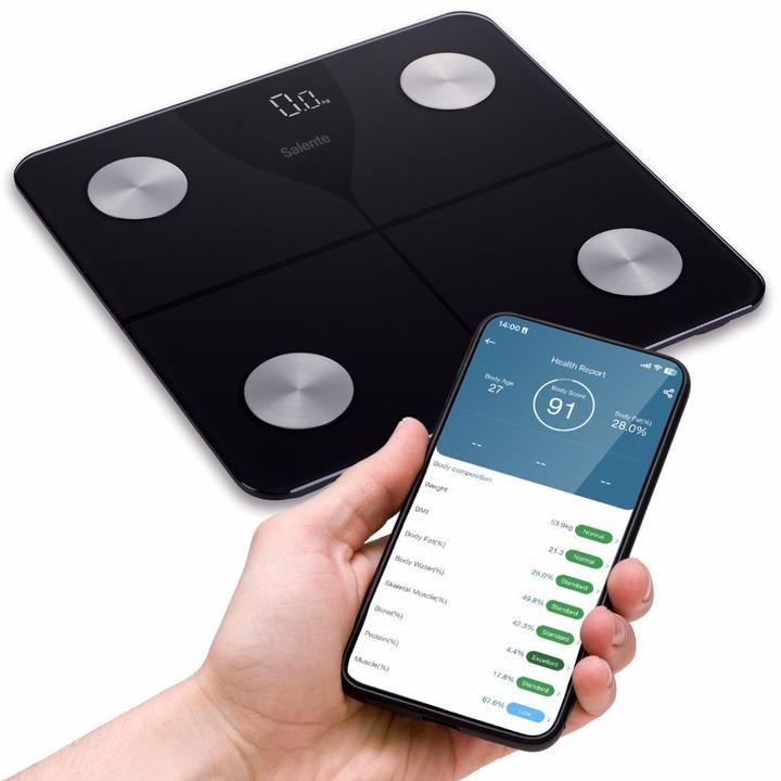 Actual product image Evolveo Salente SlimFit, osobná diagnostická fitness váha, Bluetooth, Äerná (180 kg)