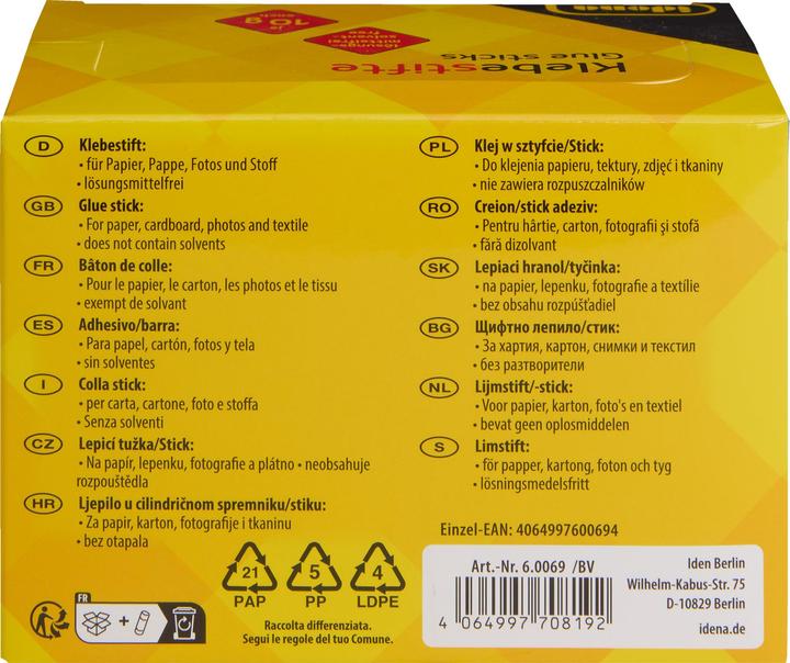 Valori nutrizionali e ingredienti Idena Colla stick 10g