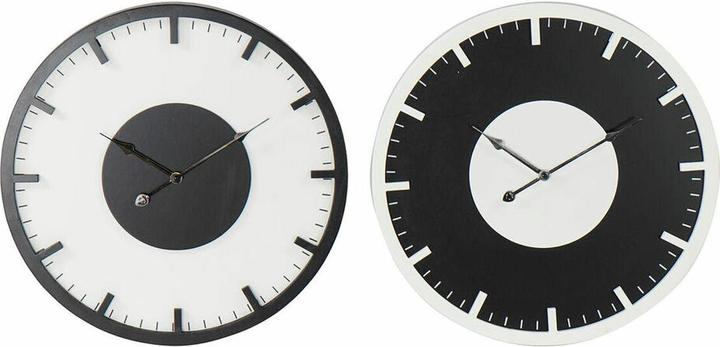 Actual product image DKD Home Decor Wall Clock 50 x 3,5 x 50 cm Black White Vintage MDF Wood (2 Units)