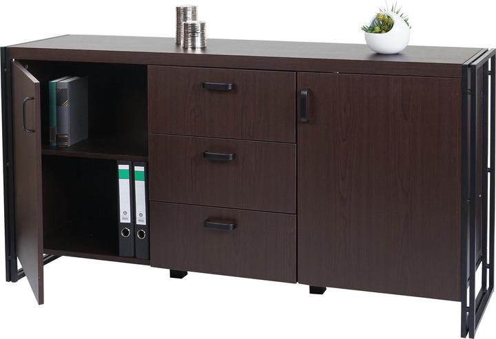 Image du produit Mendler Buffet HWC-A27, 80x160x40cm, brun foncé (80 x 160 x 40 cm)