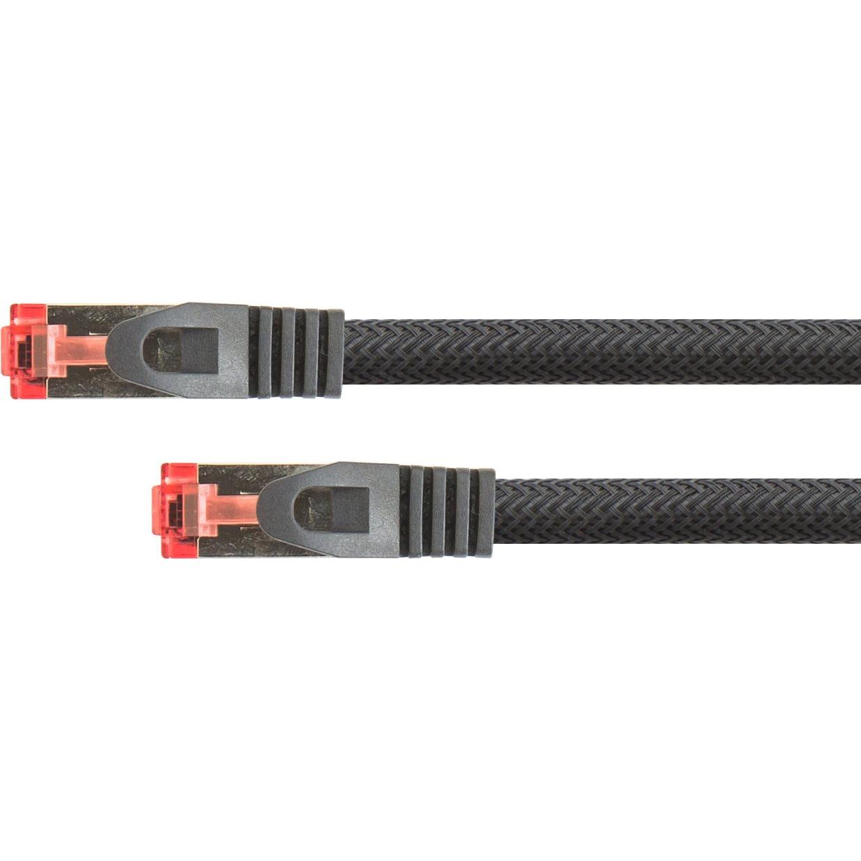 Python RNS Patchkabel mit Rastnasenschutz und Nylongeflecht, Cat. 6, S/FTP, PiMF, PVC, 250MHz, OFC, schwar (S/FTP, CAT6,...